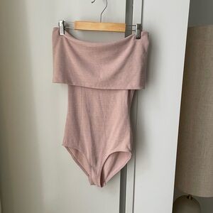 Aritzia Wilfred Pink Off-Shoulder Bodysuit